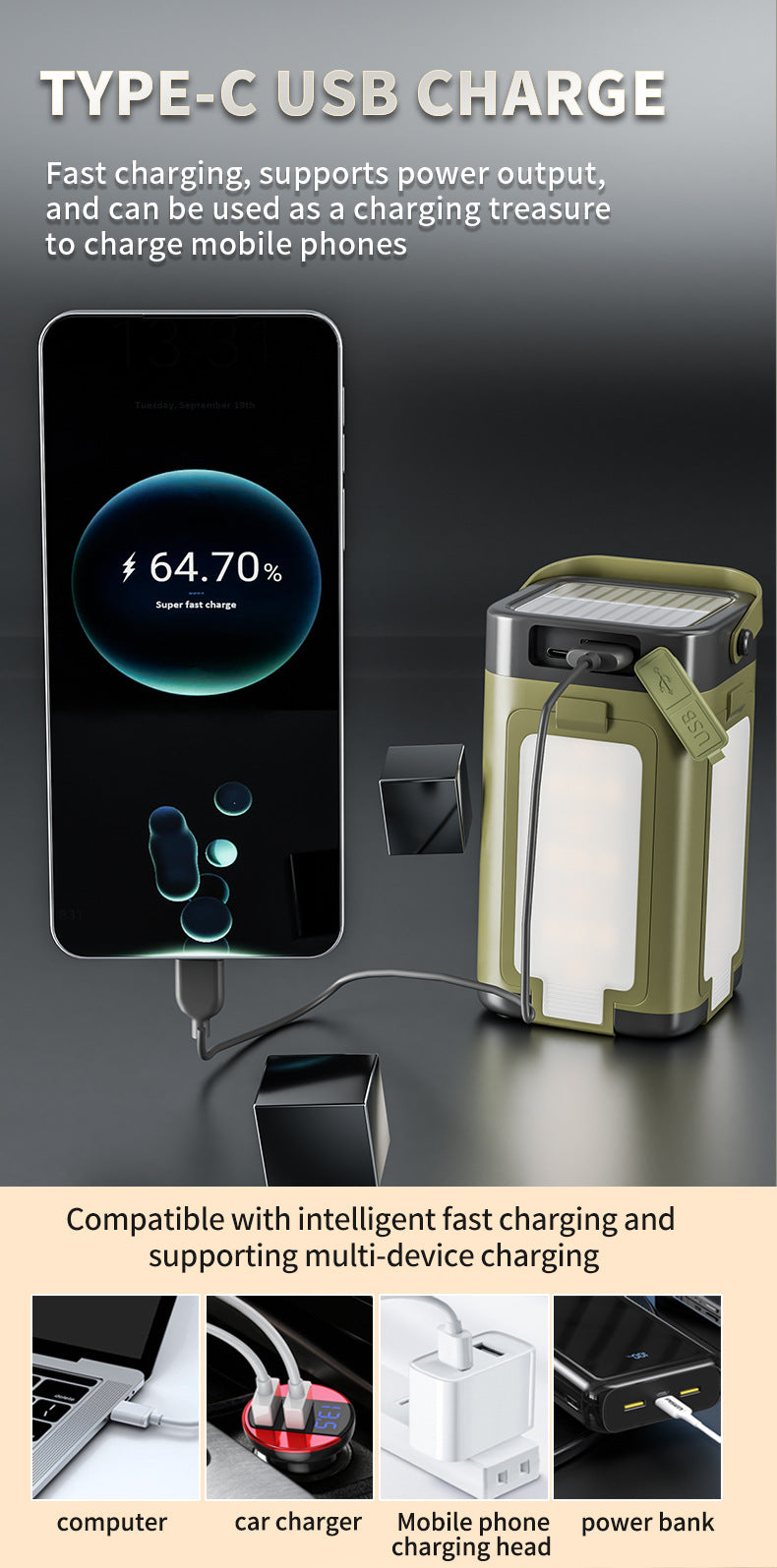 Solar LED Camping Light for Outdoor