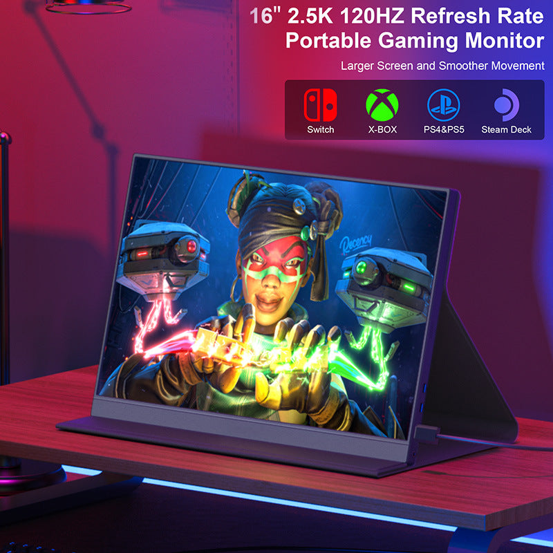 16-inch 2.5K 120Hz Portable Gaming Monitor for PC Laptop