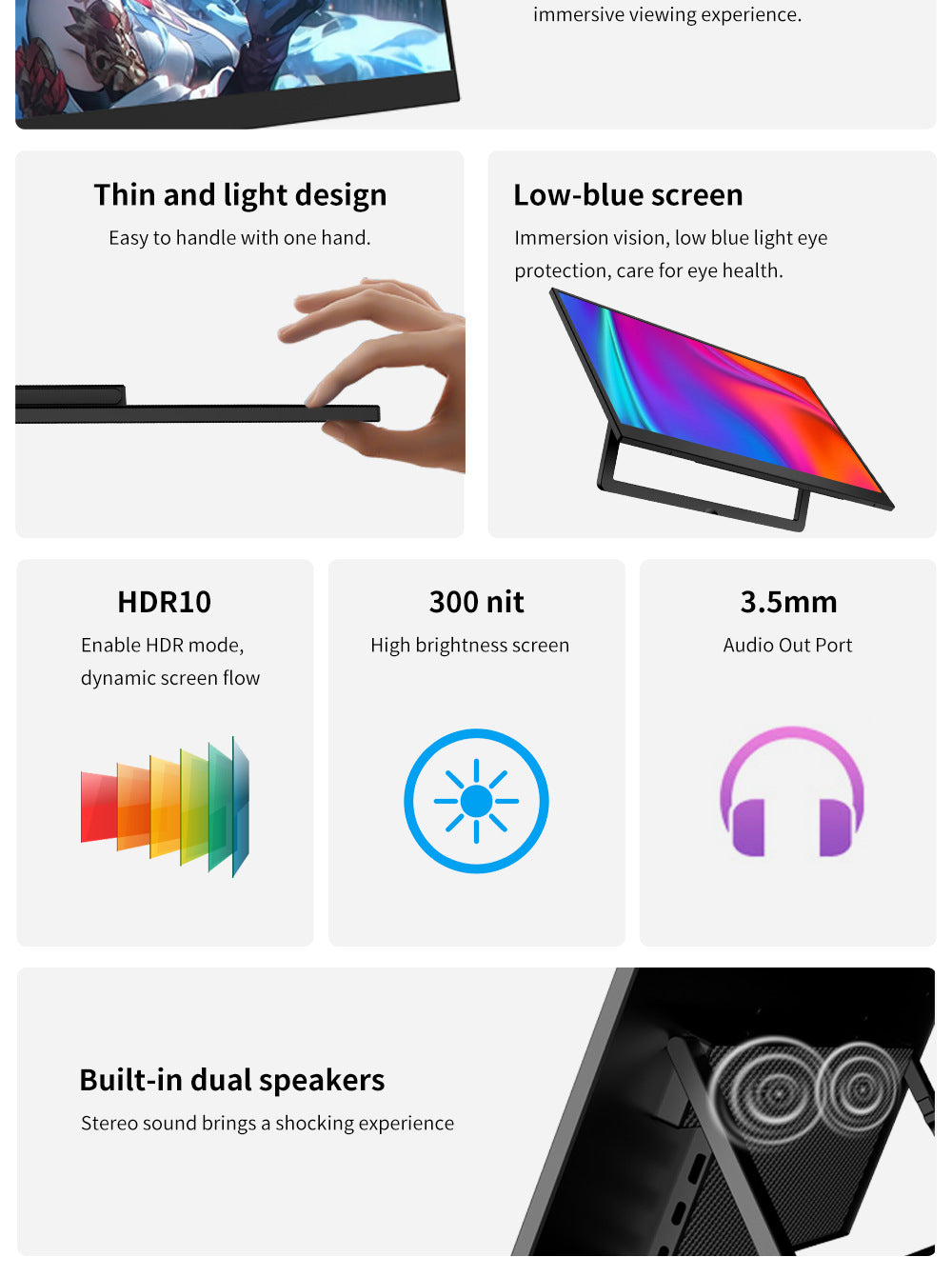 15.6-inch 18.5-inch Touch Control HD Portable Monitor