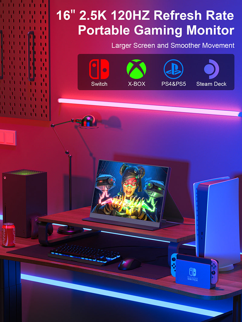 16-inch 2.5K 120Hz Portable Gaming Monitor for PC Laptop