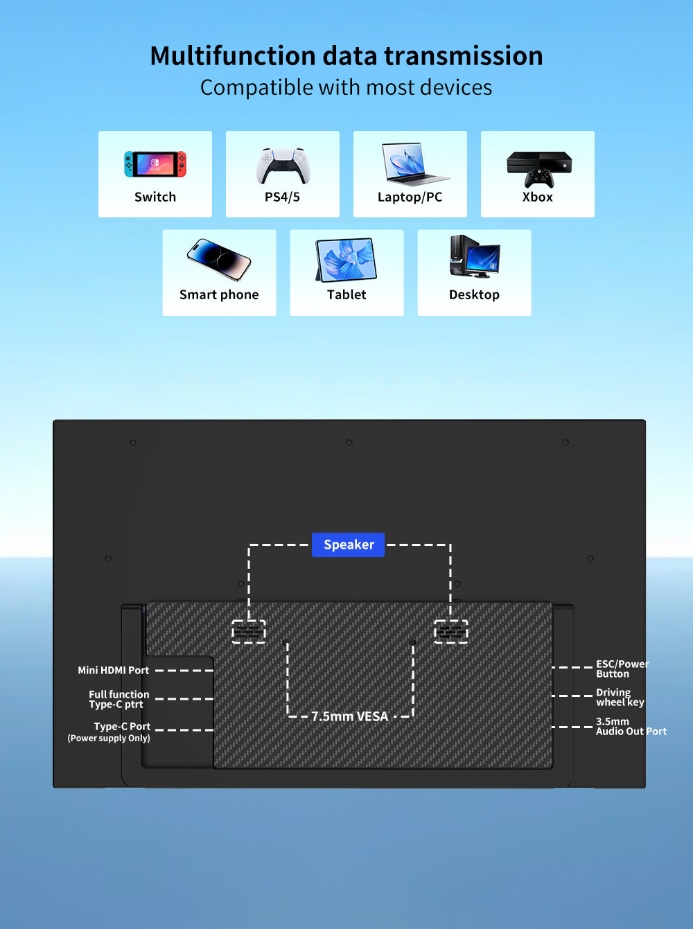 15.6-inch 18.5-inch Touch Control HD Portable Monitor