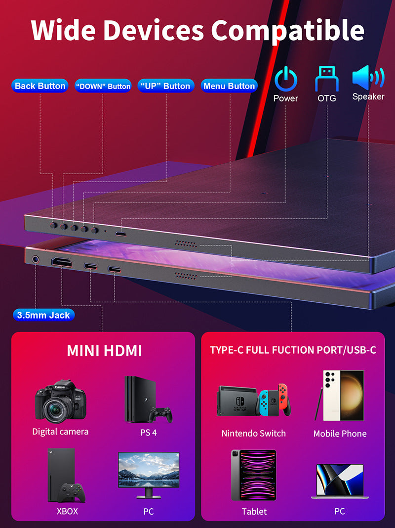 16-inch 2.5K 120Hz Portable Gaming Monitor for PC Laptop